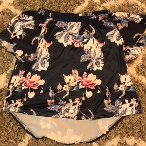 Navy floral off the shoulder top